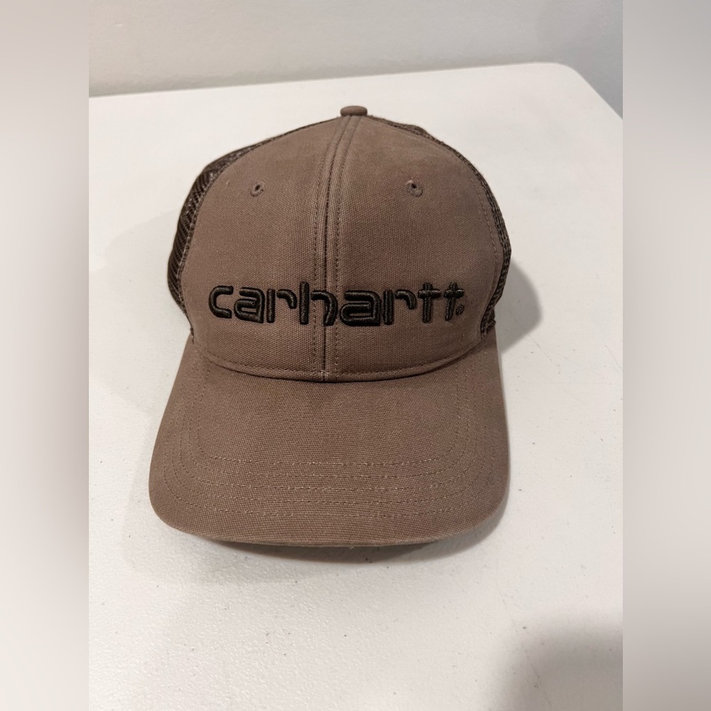 Carhartt Baseball Cap Snap Back Mesh Back Trucker Hat Adjustable Brown